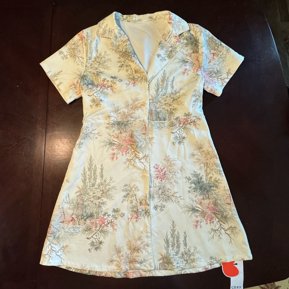 Cider- TOILE DE JOUY BUTTON UP MINI DRESS